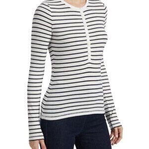 RAG & BONE White/Black Knit Striped Henley (S)